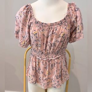 Derek Heart Peasant Peplum Bohemian Floral Blouse. Size Large